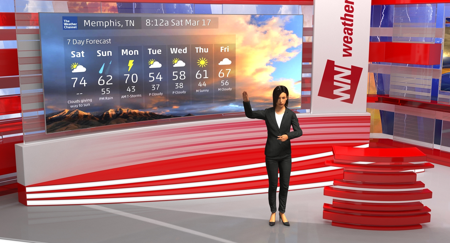 TV Presenter of Weather Forecast Rigged 3D model