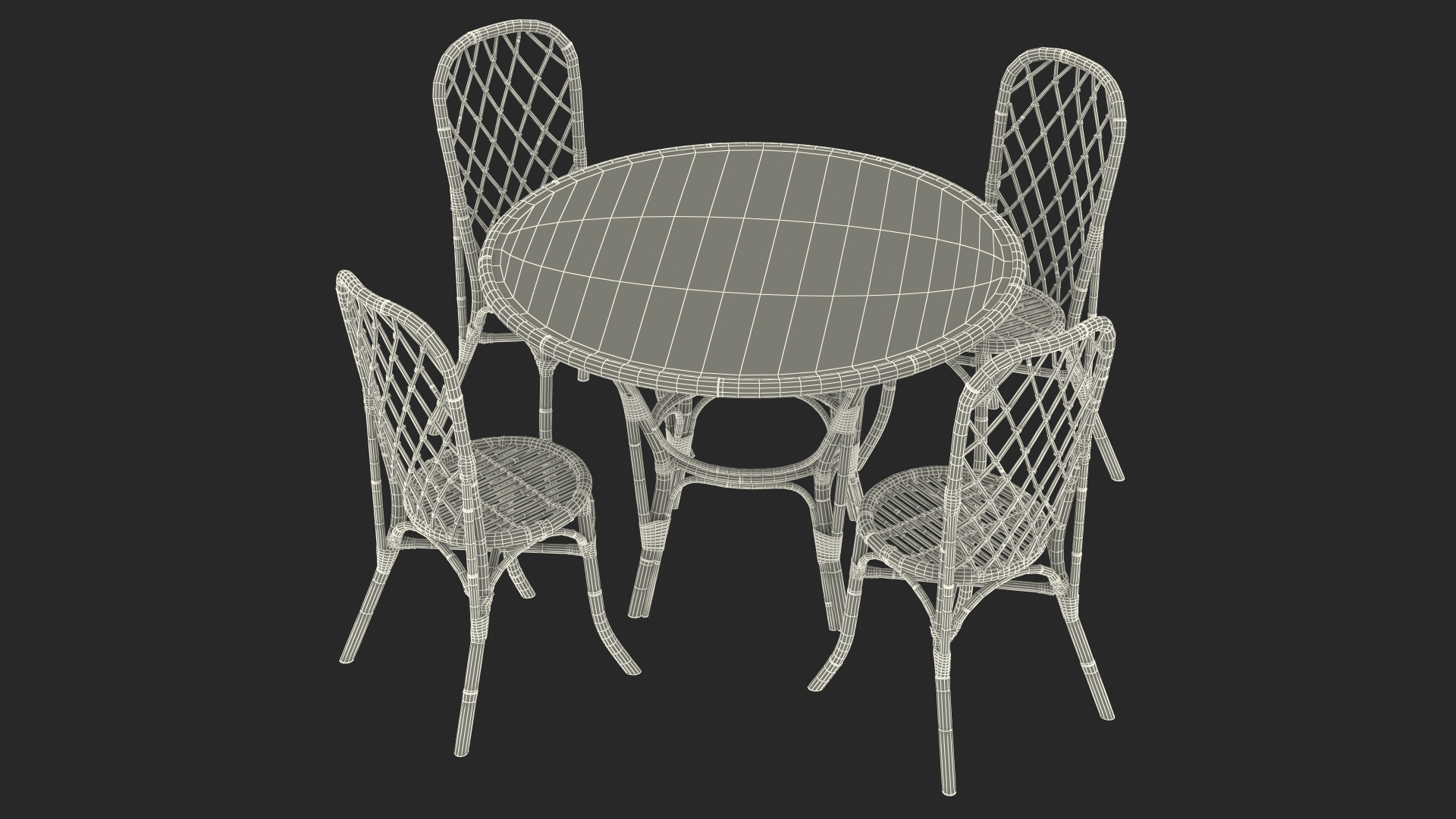 3D model Bamboo Dining Table with Chairs Set