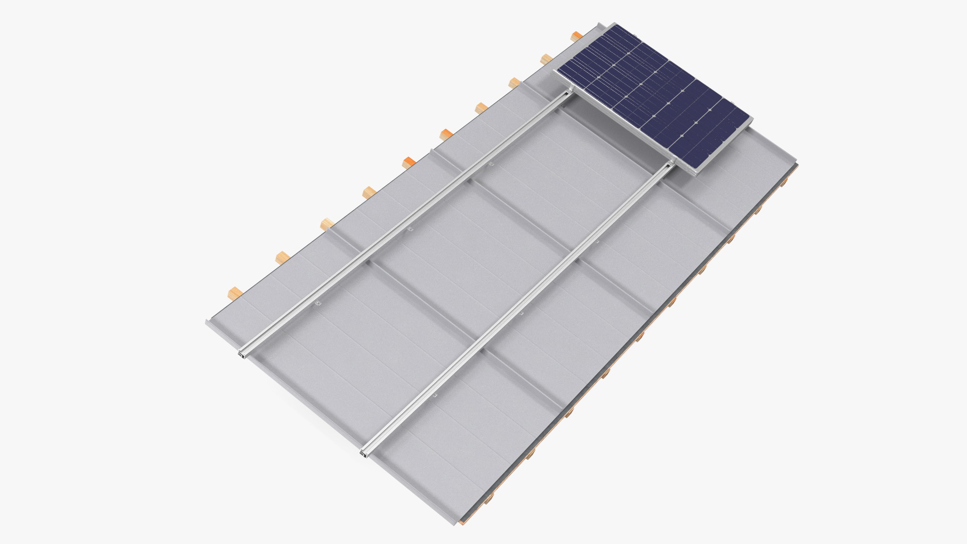 3D model Standing Seam Roof with Solar Panel