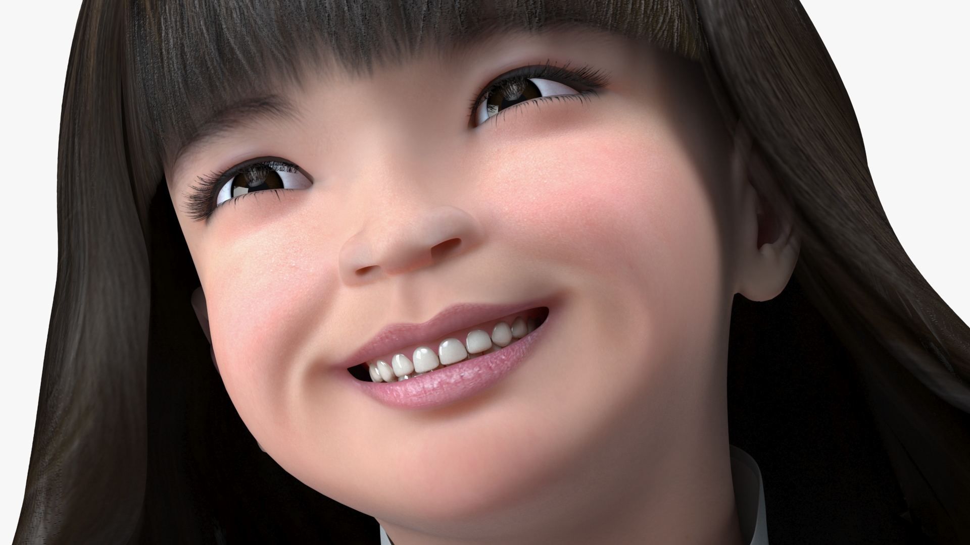 Smiling Chinese Girl Child in National Costume Sitting 3D model