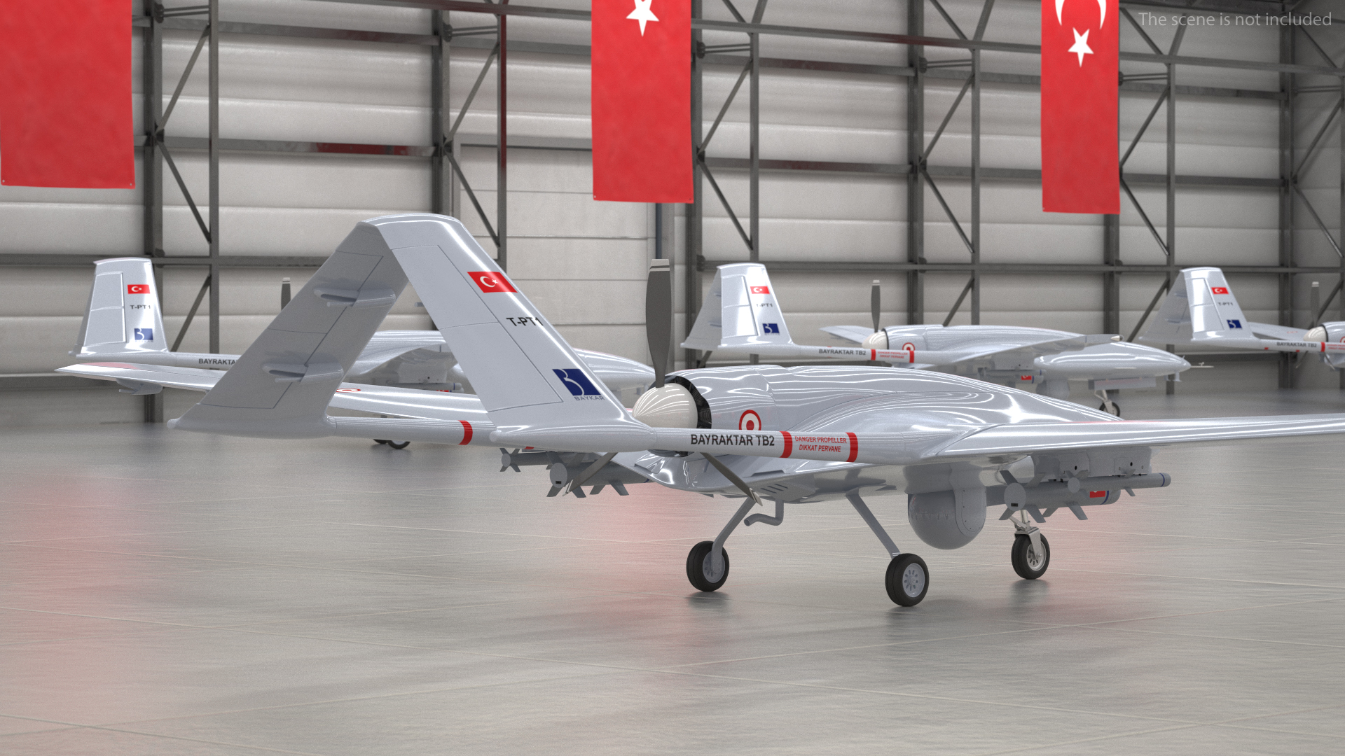 3D Bayraktar TB2 Turkish Armed Forces Rigged