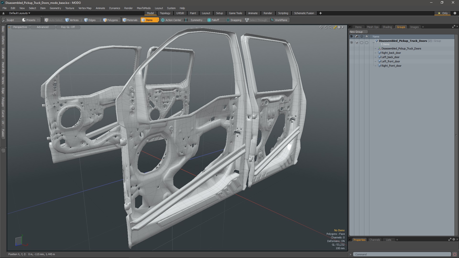 3D Disassembled Pickup Truck Doors