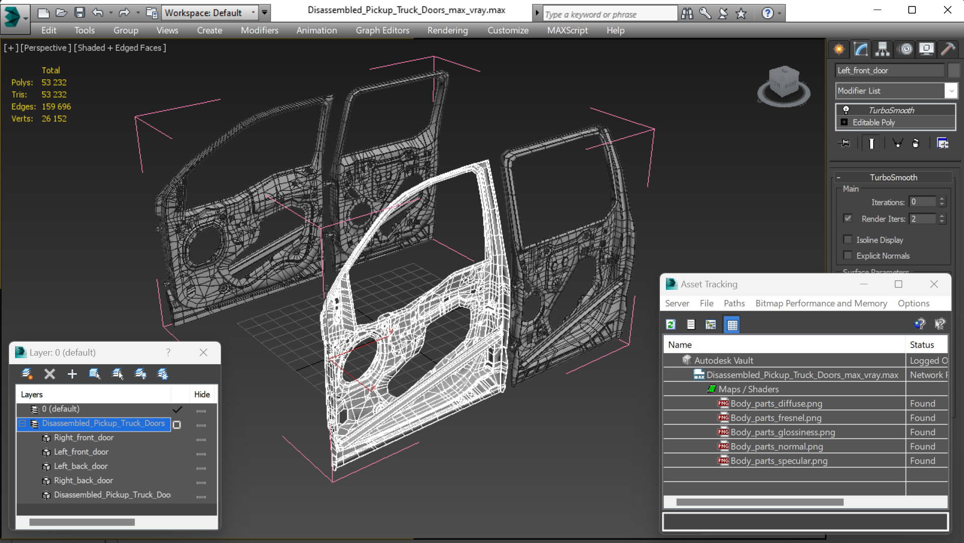 3D Disassembled Pickup Truck Doors