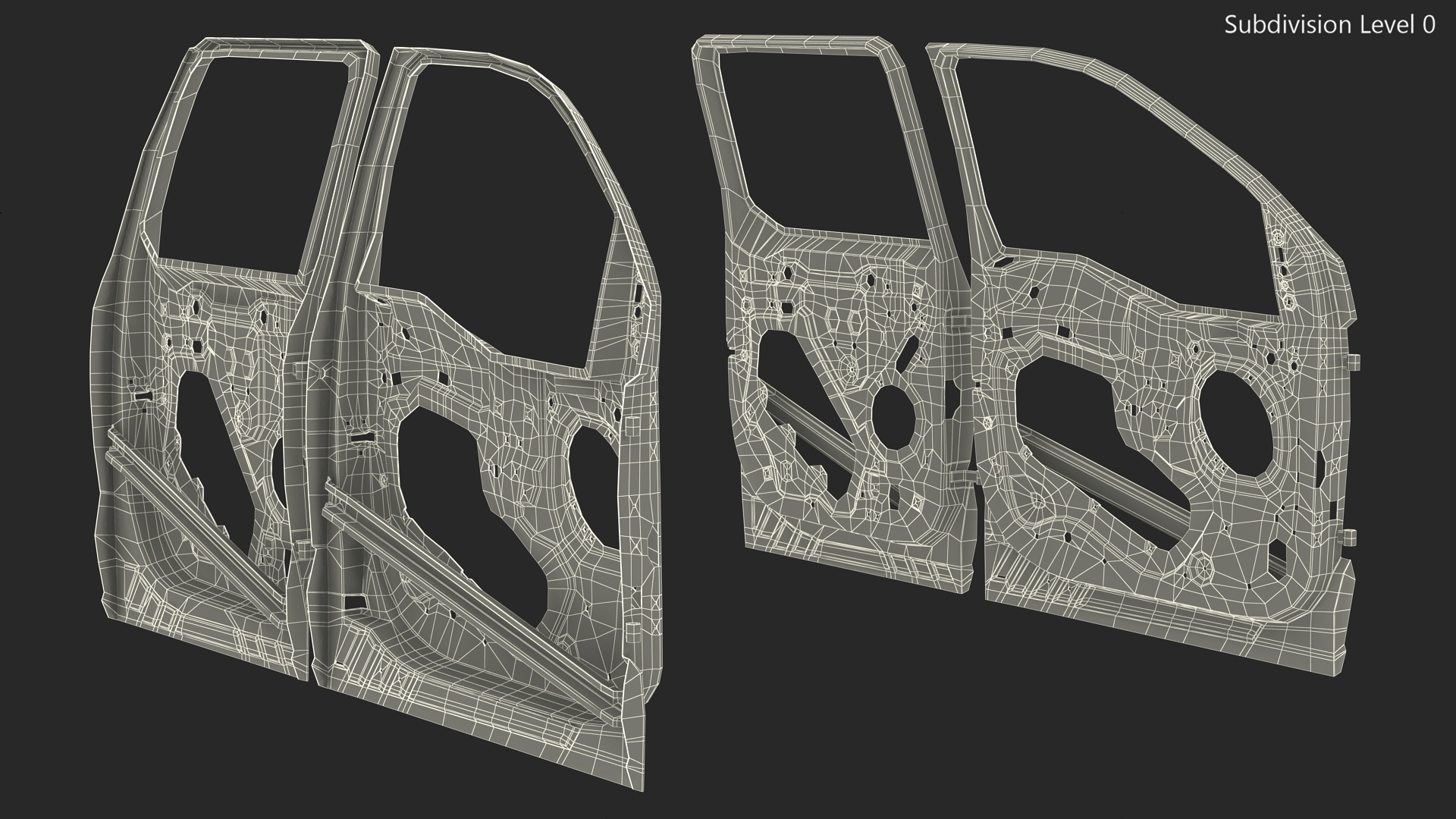 3D Disassembled Pickup Truck Doors