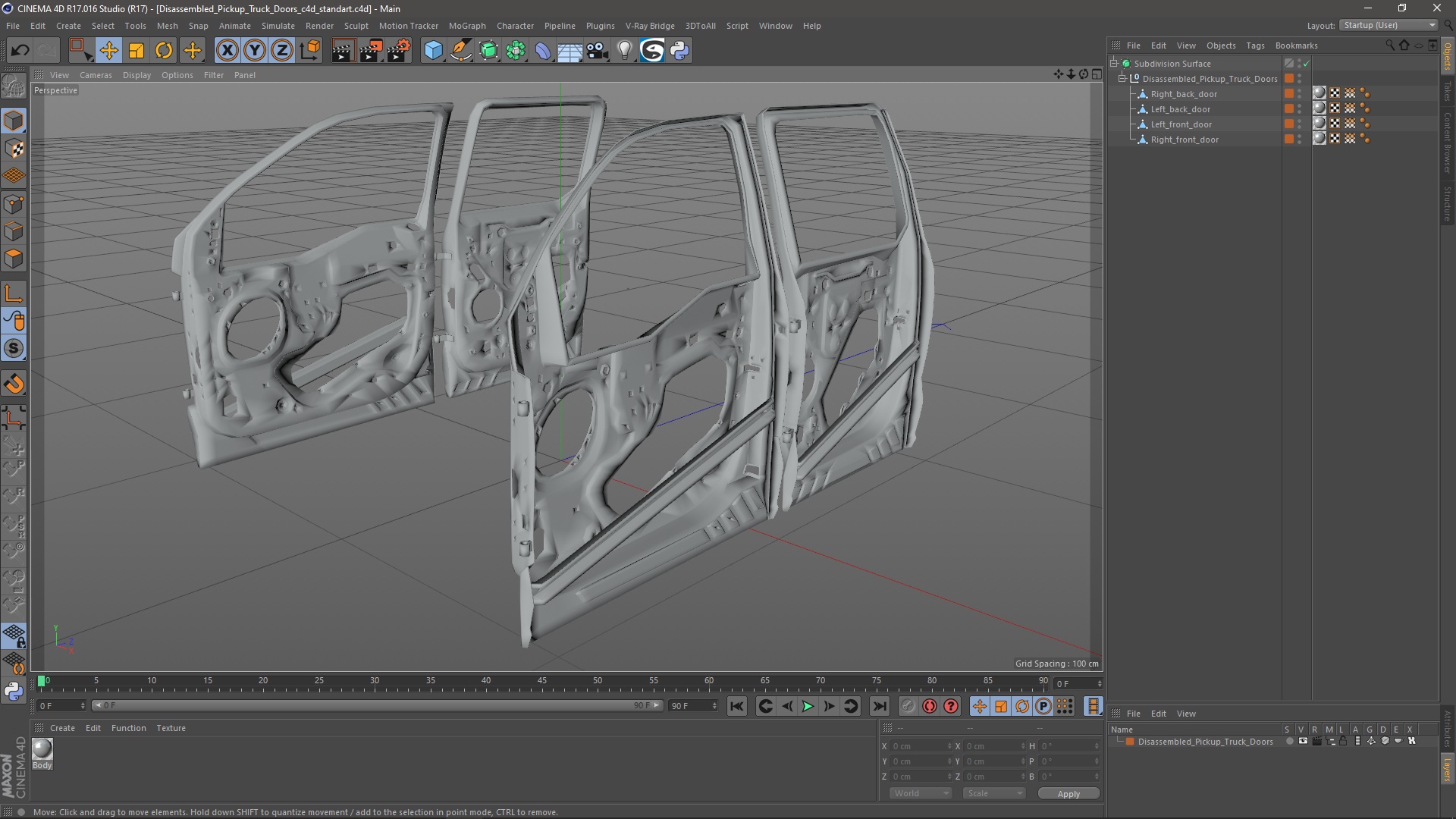 3D Disassembled Pickup Truck Doors