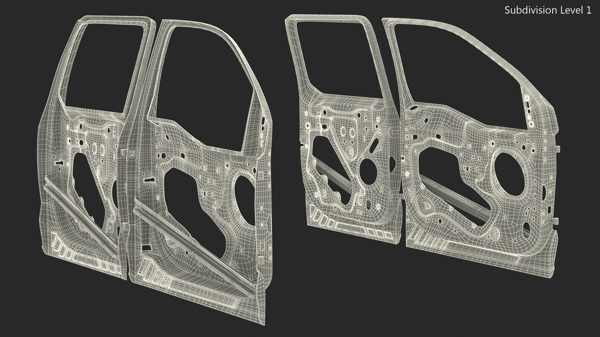 3D Disassembled Pickup Truck Doors