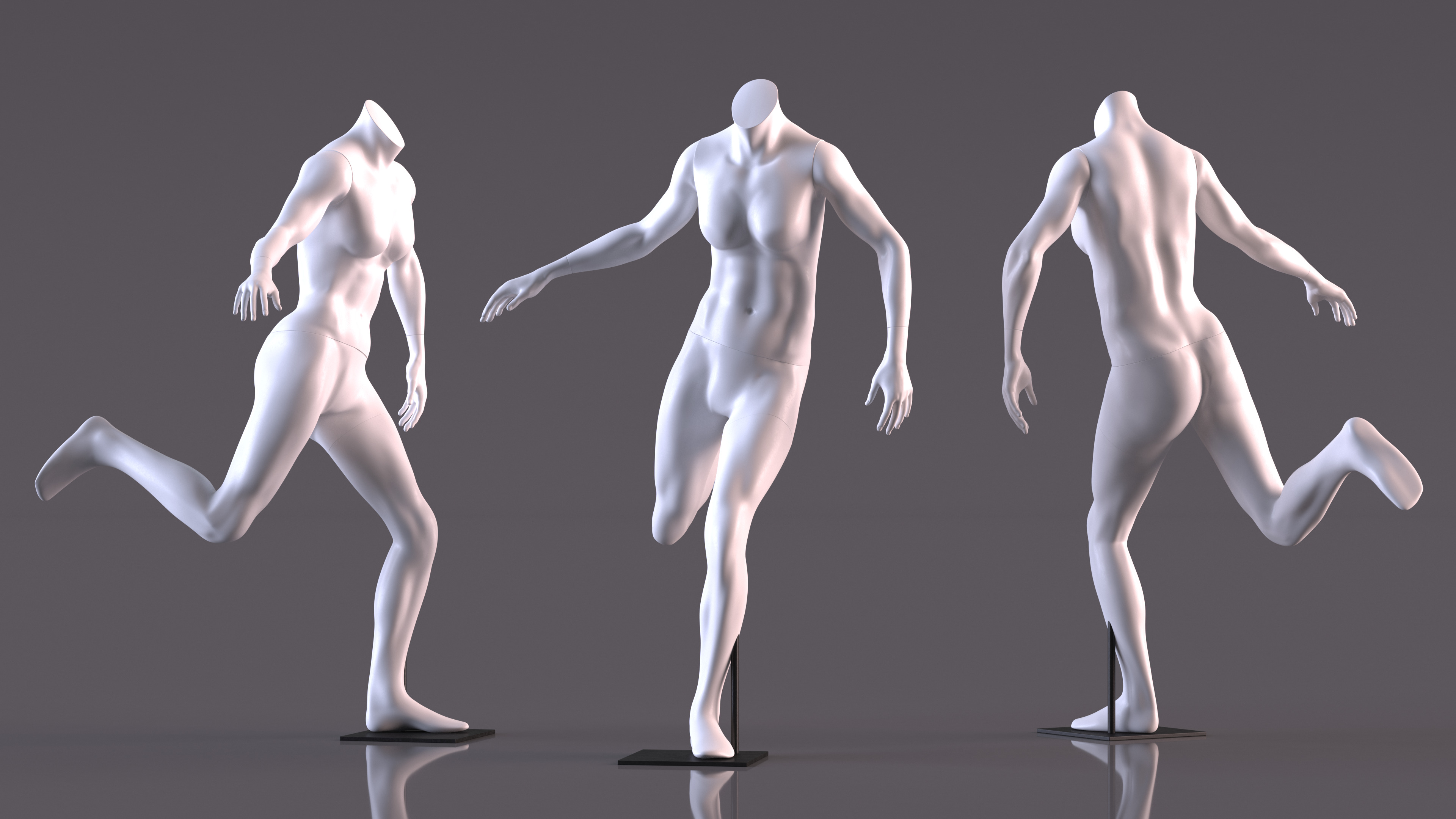 Running White Female Sports Mannequin 3D