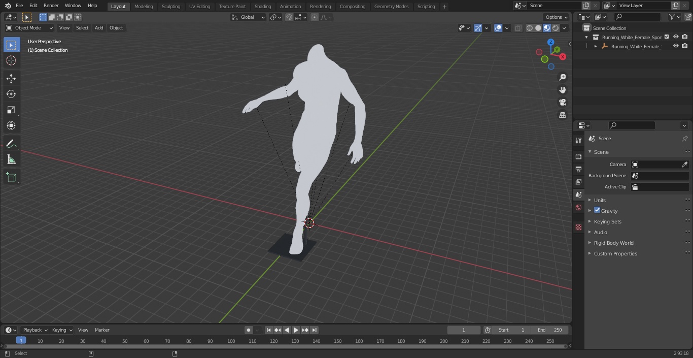 Running White Female Sports Mannequin 3D