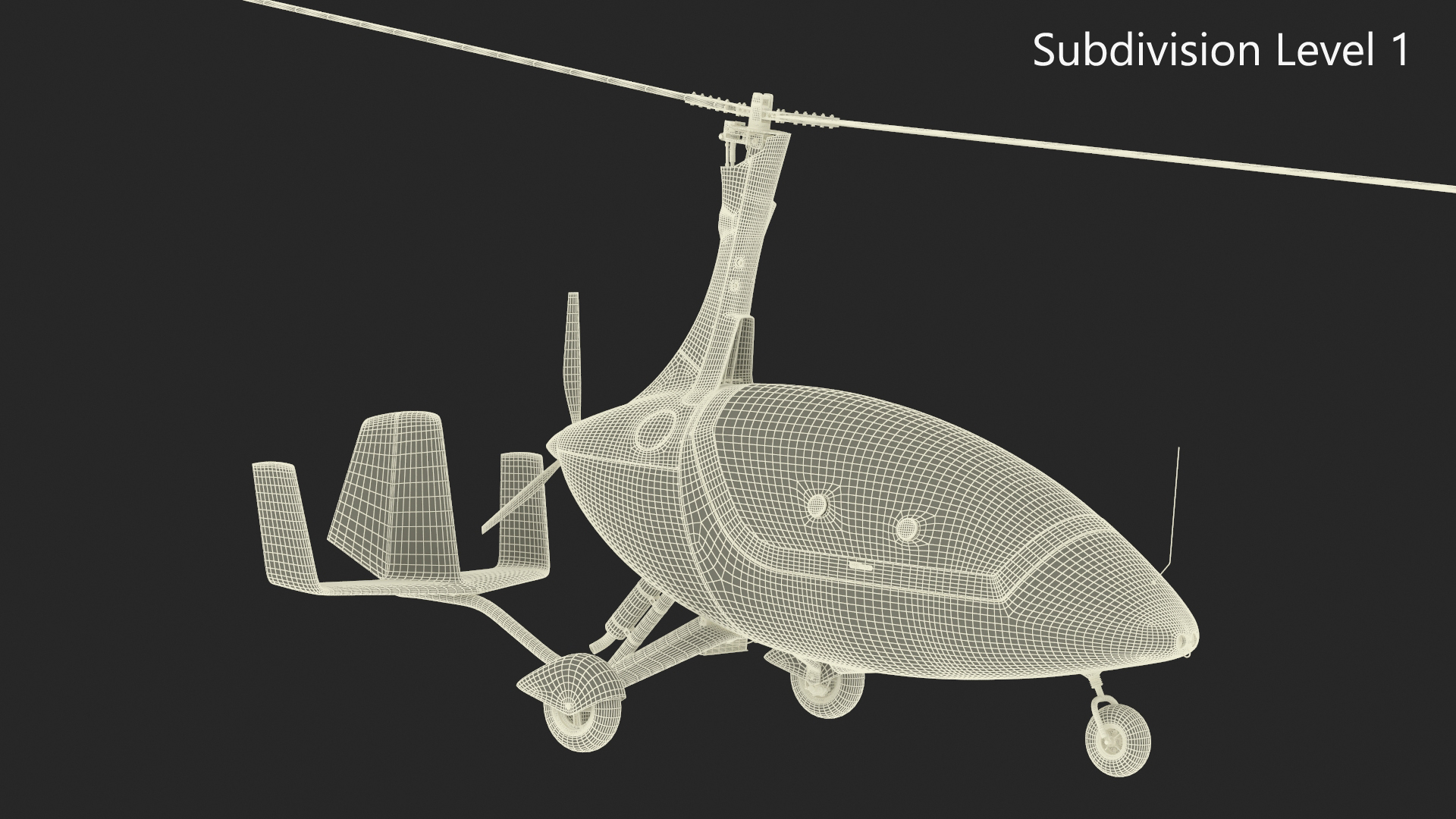 3D model Gyroplane Autogyro White Simple Interior