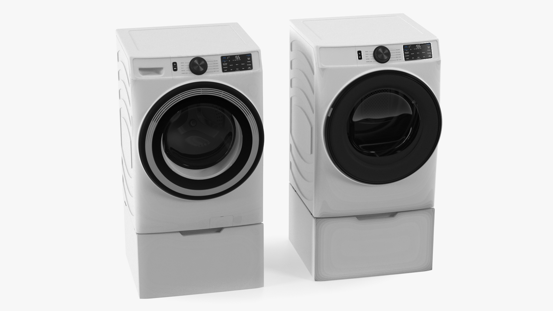 3D model Washing Machine and Dryer Set White