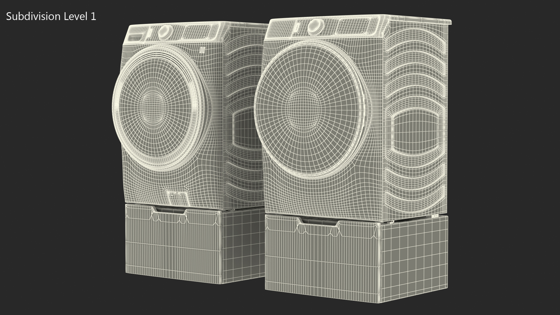 3D model Washing Machine and Dryer Set White