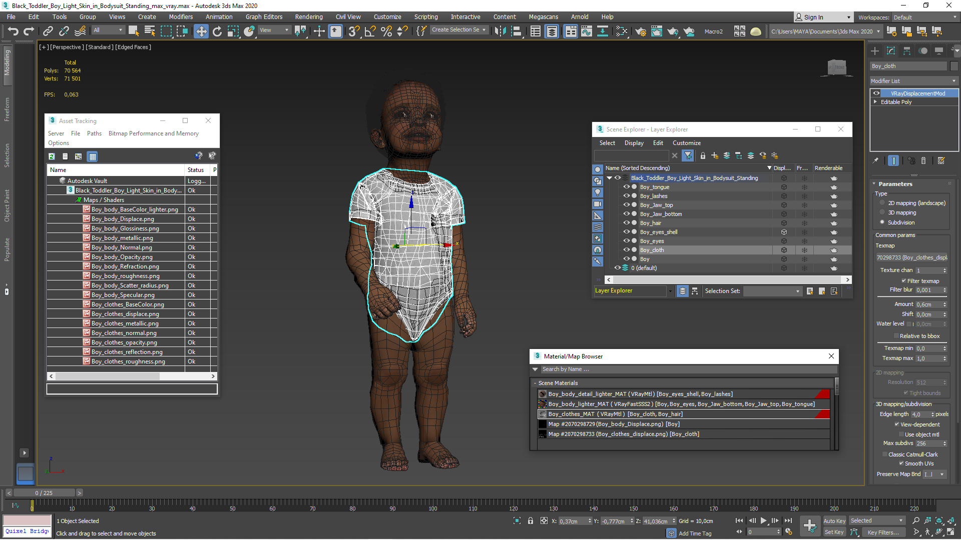 Black Toddler Boy Light Skin in Bodysuit Standing 3D model