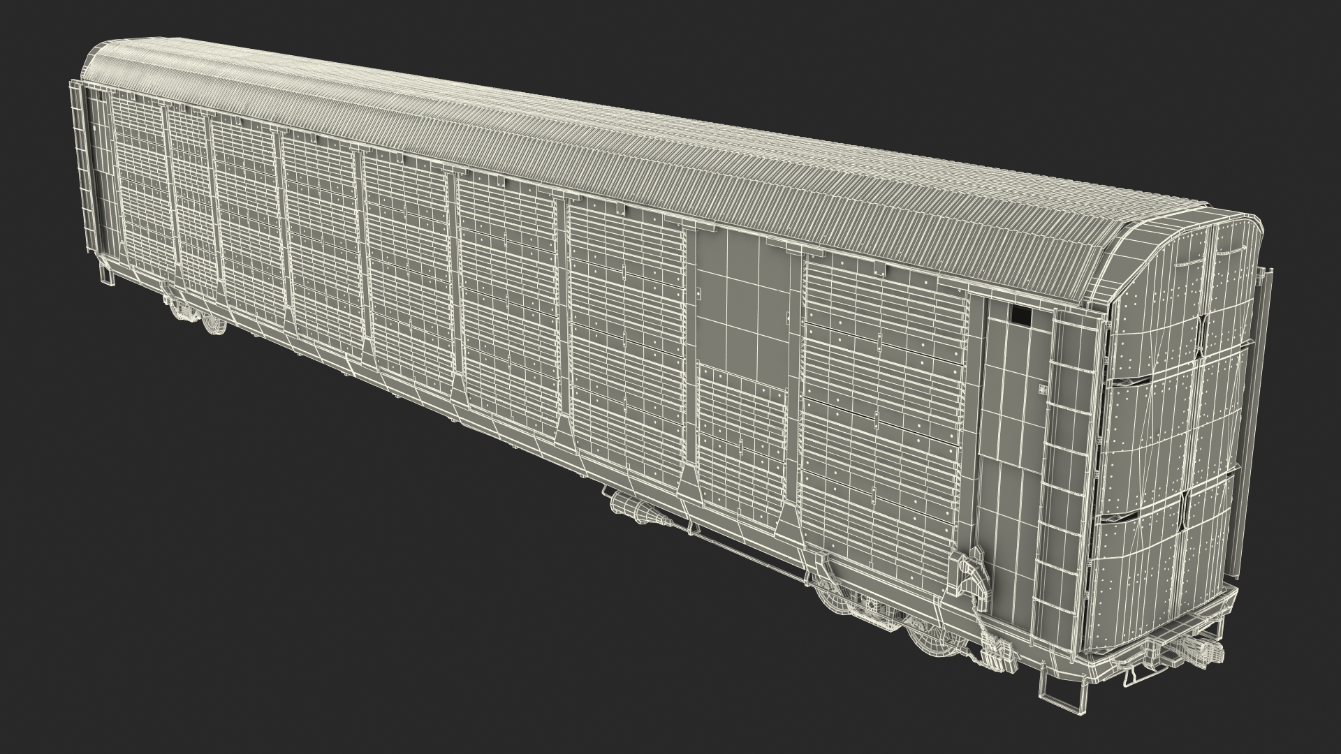 Union Pacific Tri Level Auto Rack Freight Car Yellow 3D