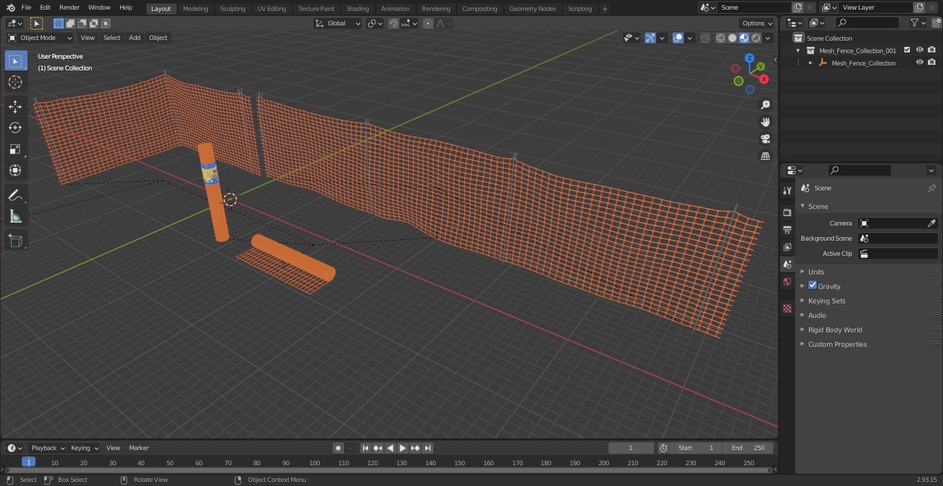 Mesh Fence Set 3D model