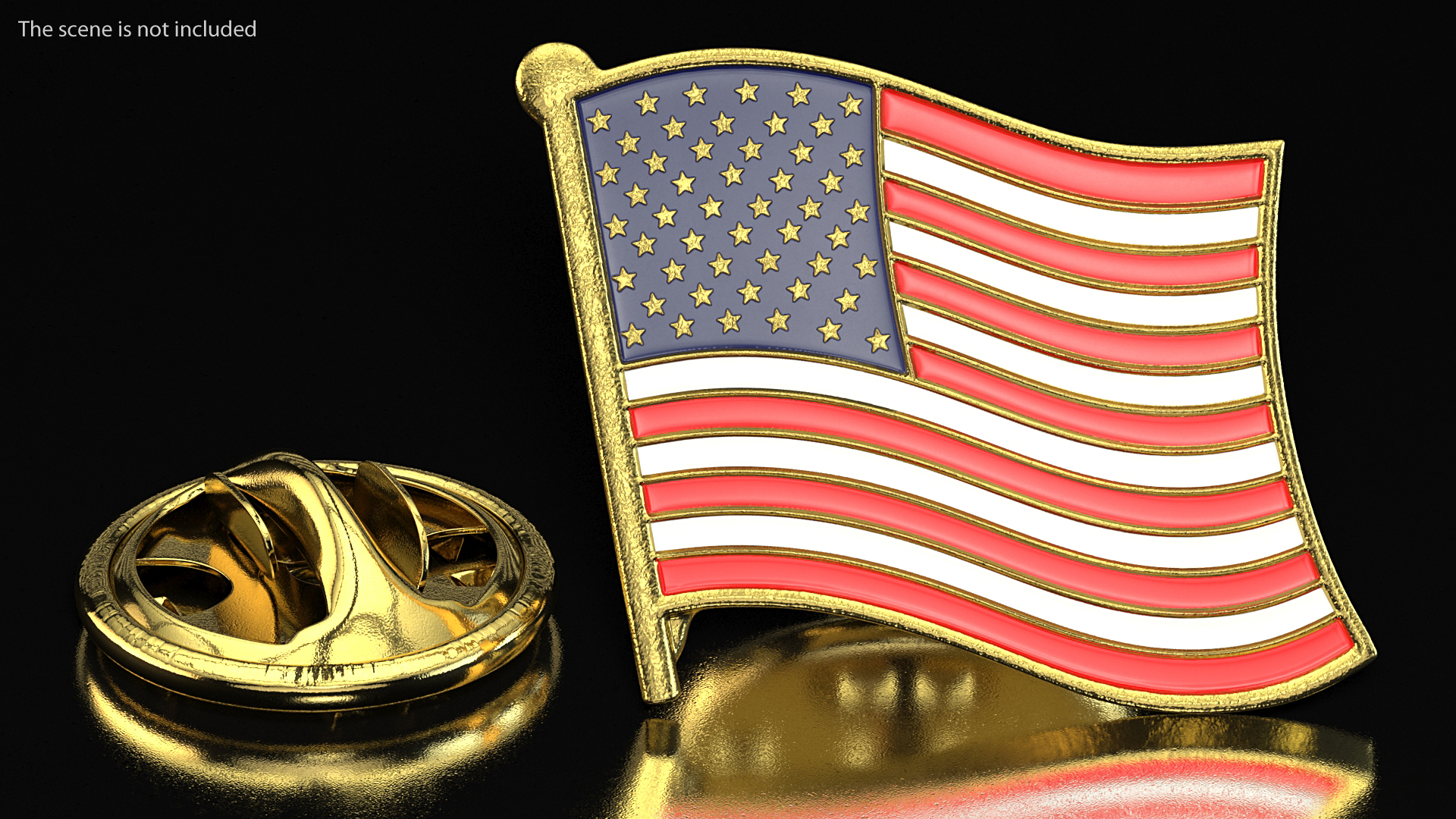 3D USA Flag Lapel Pin model