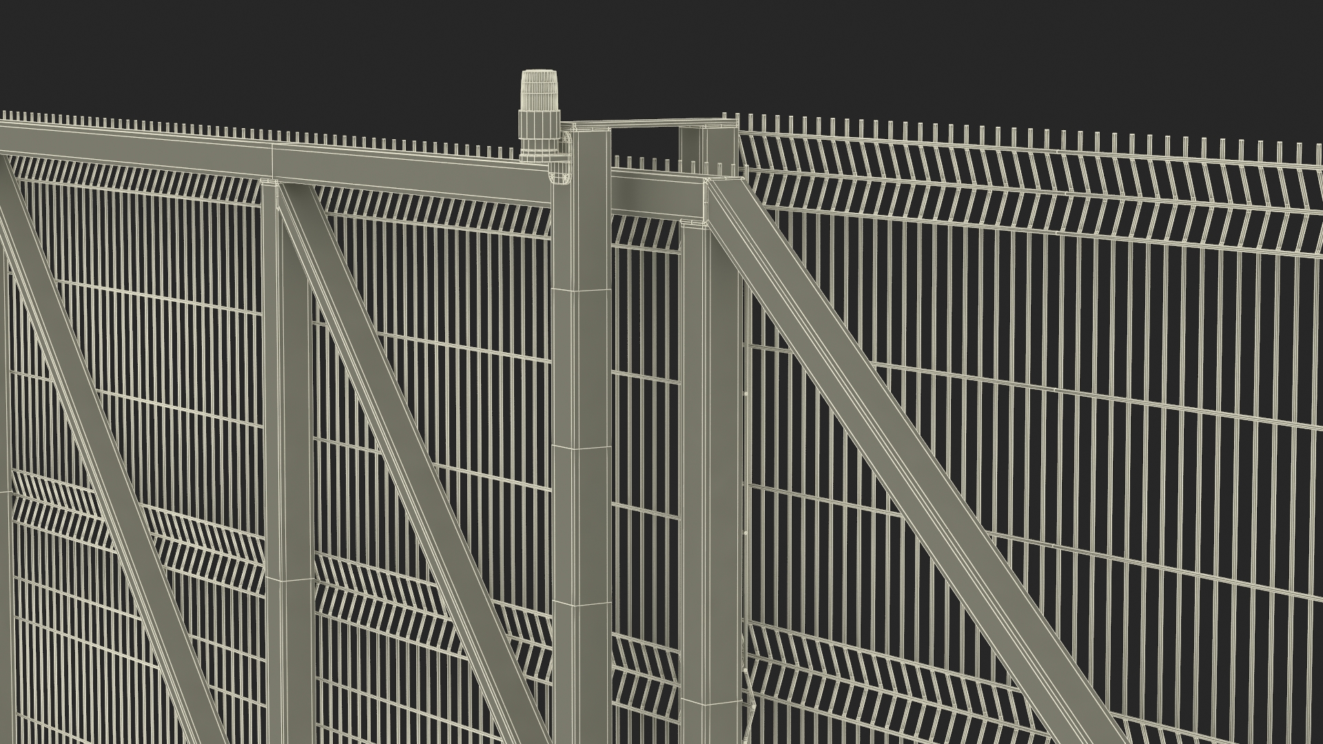 3D Commercial Security Gates with Fence