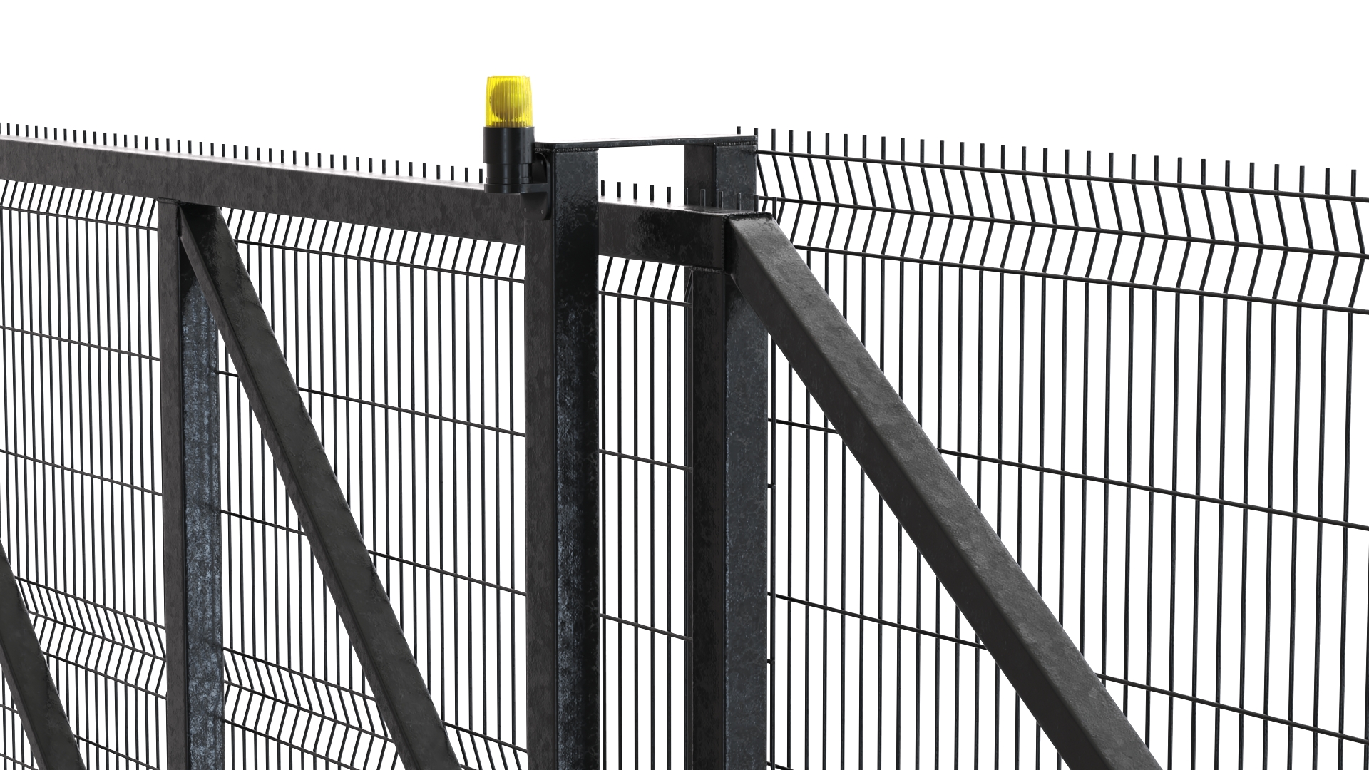 3D Commercial Security Gates with Fence