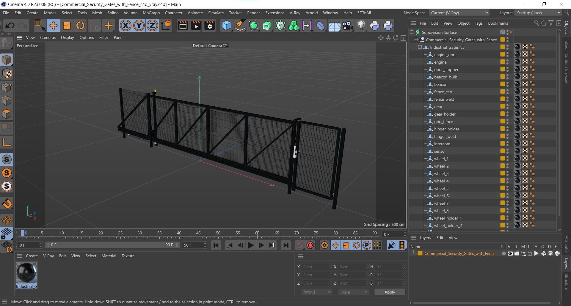 3D Commercial Security Gates with Fence