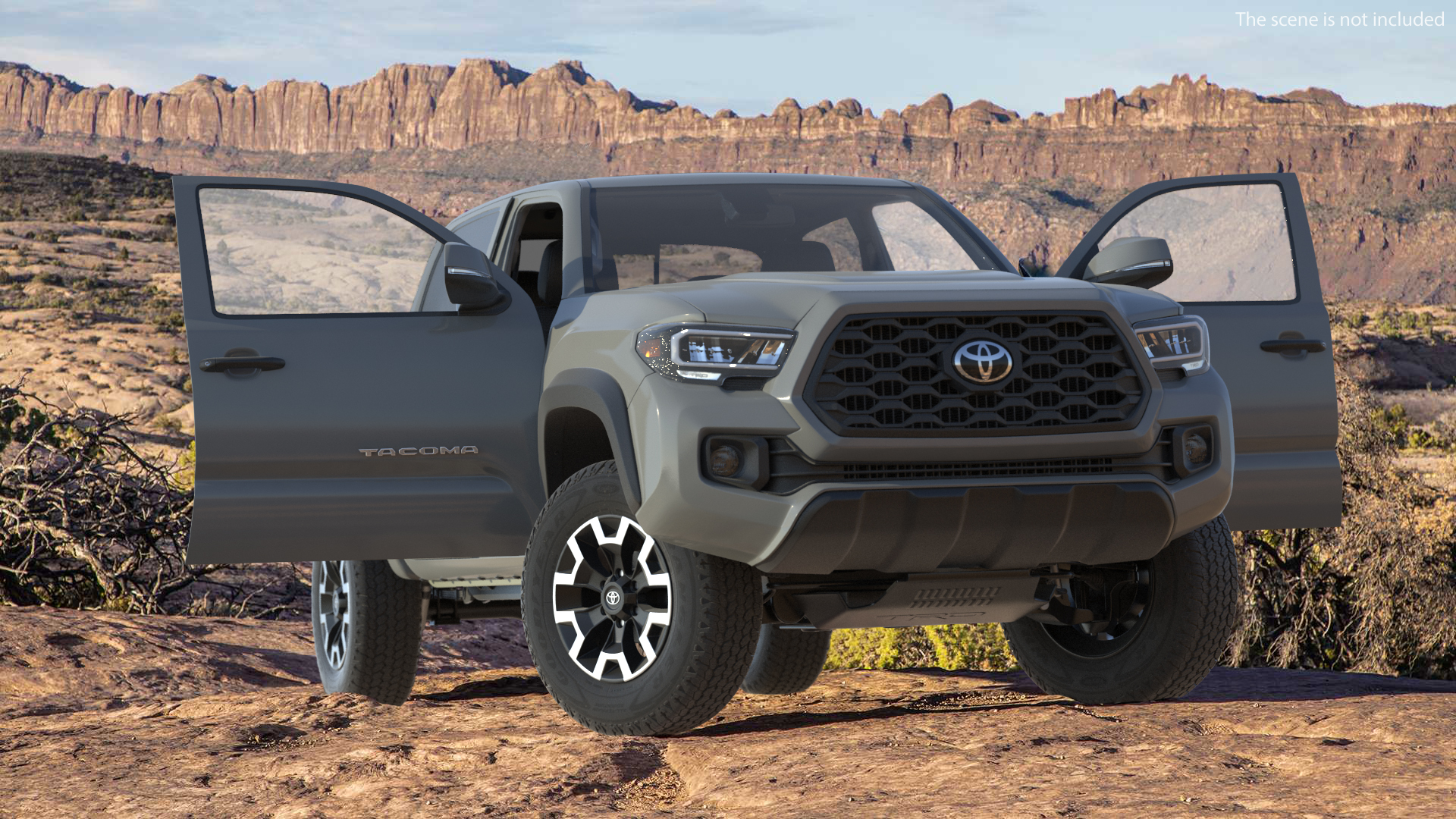 3D model Toyota Tacoma TRD Off Road Cement Grey 2021 Rigged