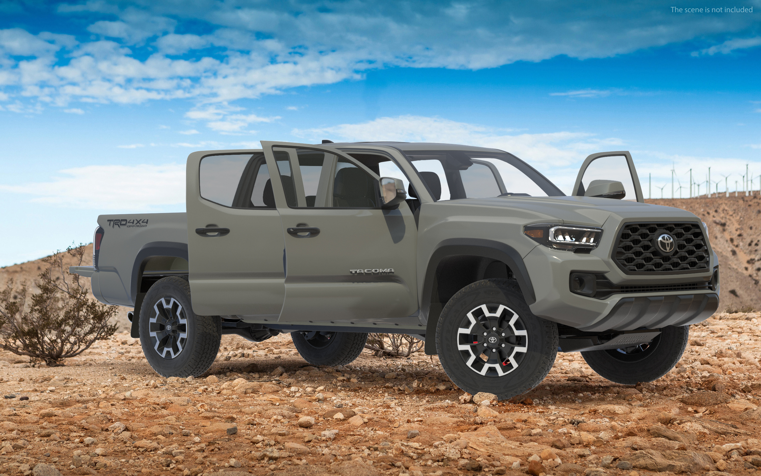 3D model Toyota Tacoma TRD Off Road Cement Grey 2021 Rigged