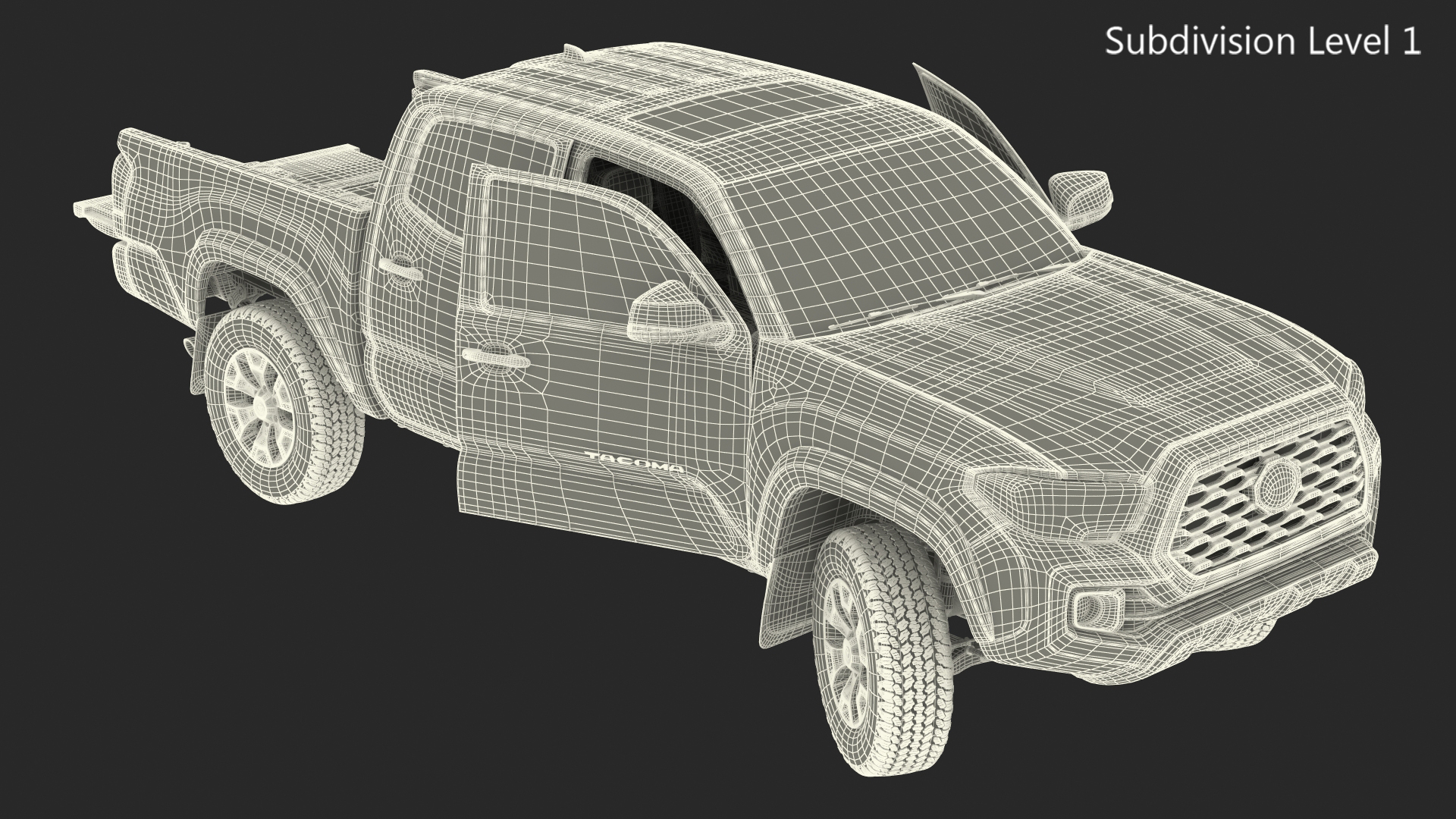 3D model Toyota Tacoma TRD Off Road Cement Grey 2021 Rigged