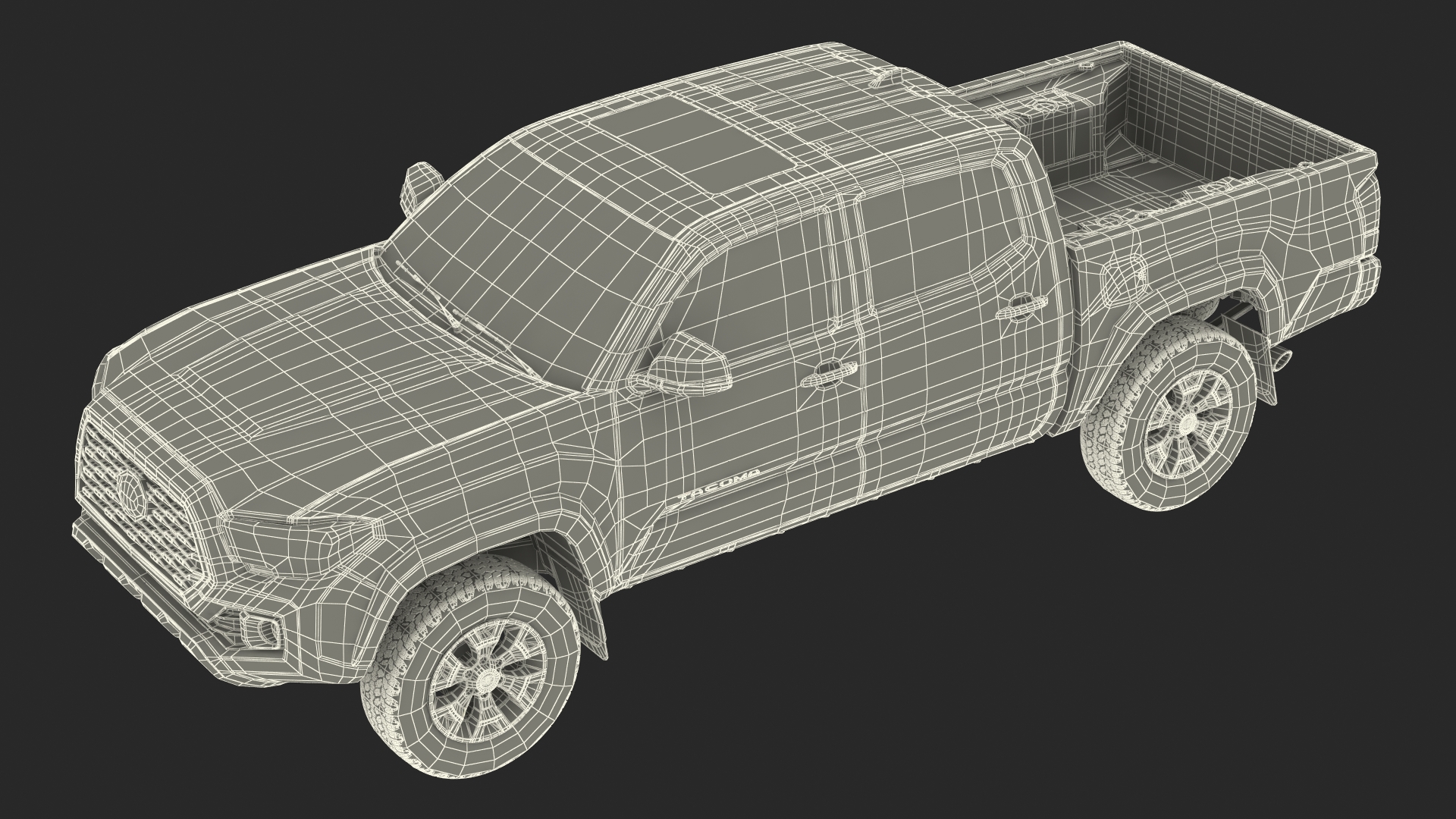 3D model Toyota Tacoma TRD Off Road Cement Grey 2021 Rigged