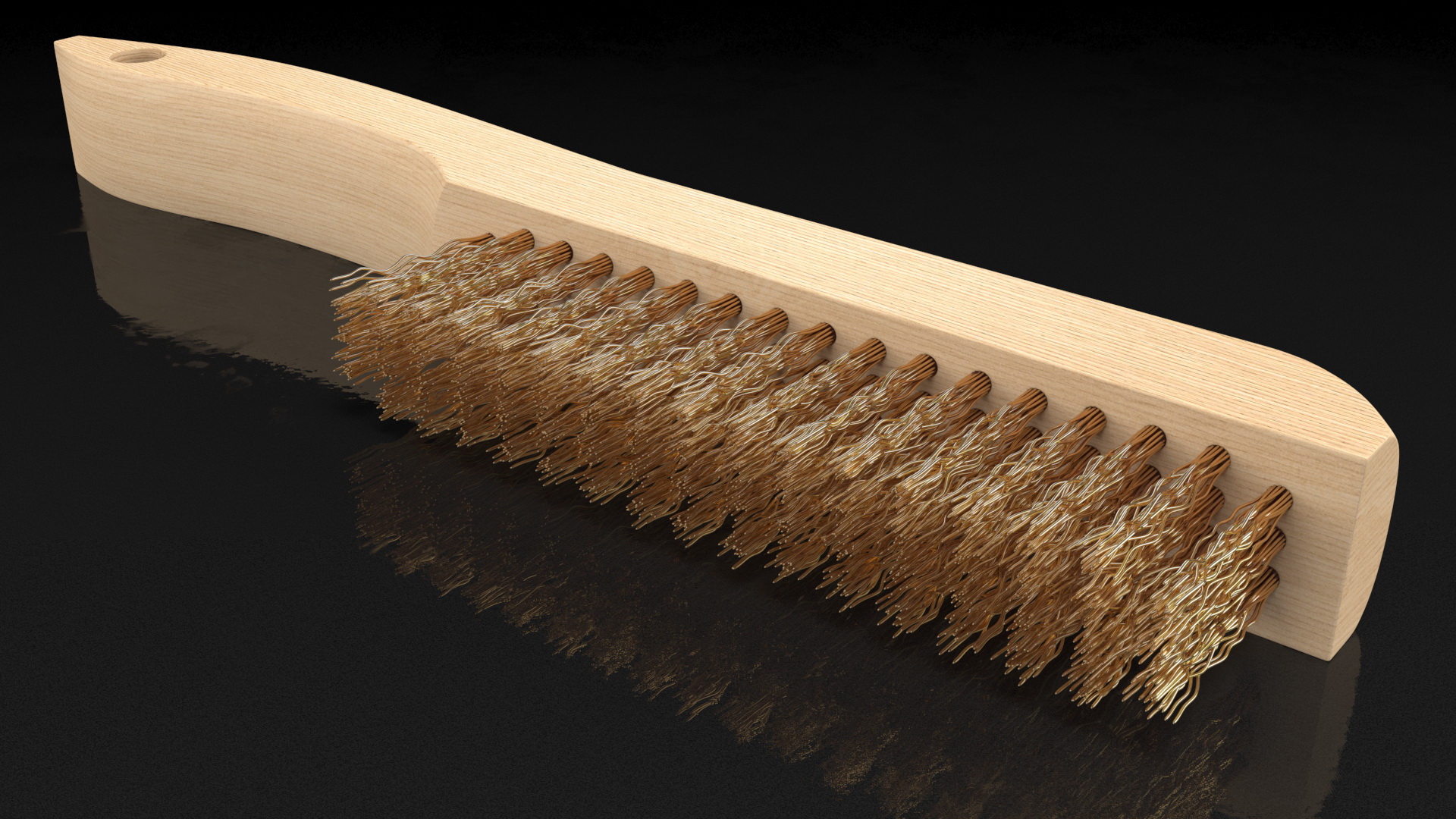 3D model Wooden Handle Brass Wire Brush