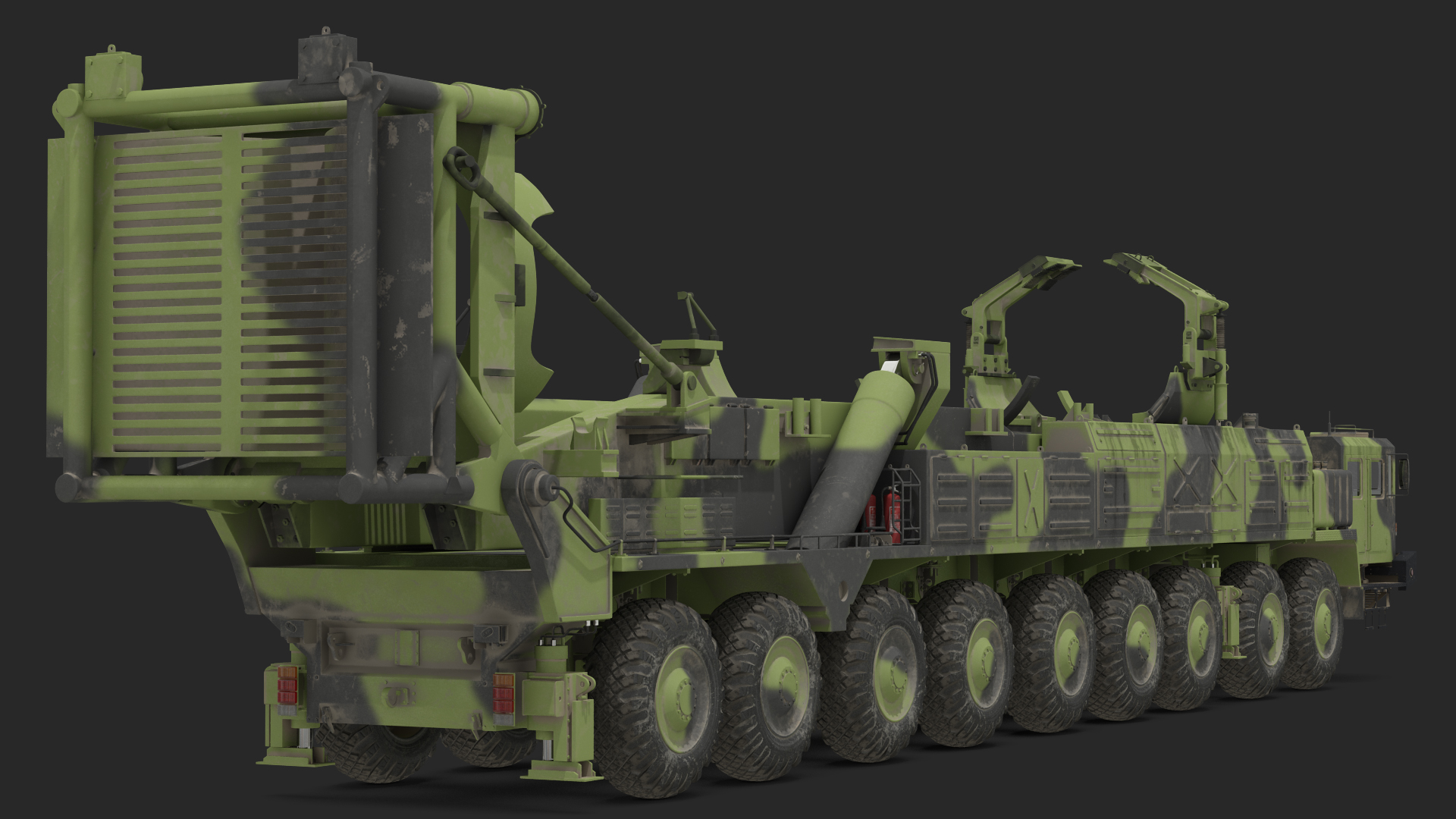 9 Axle Transporter Erector Launcher Vehicle Dirty 3D model