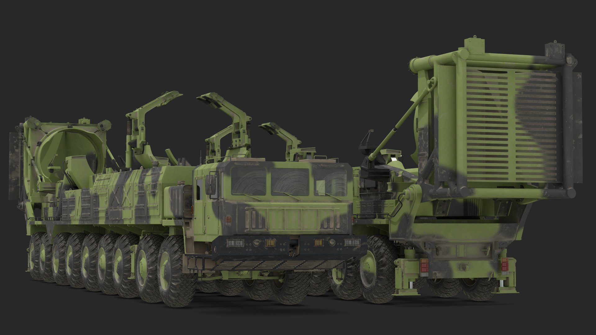 9 Axle Transporter Erector Launcher Vehicle Dirty 3D model