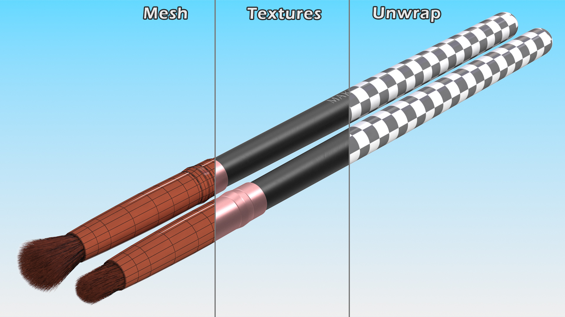 Angled Eyeshadow and Detail Brush Fur 3D