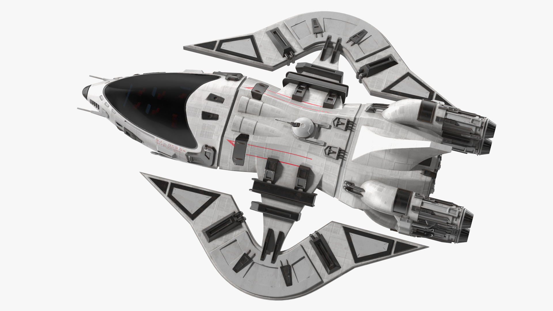 3D Futuristic Space Fighter Craft White