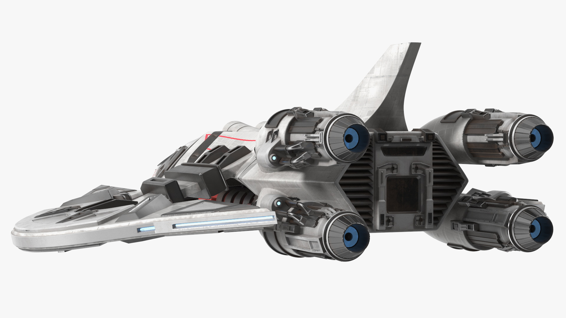 3D Futuristic Space Fighter Craft White