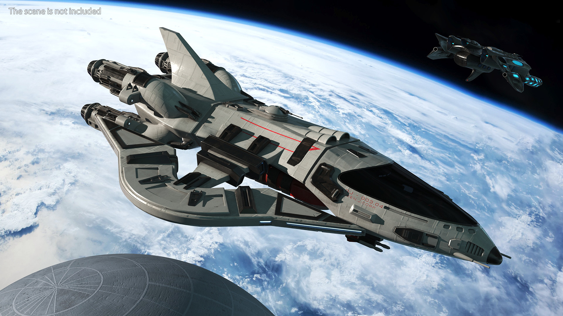 3D Futuristic Space Fighter Craft White