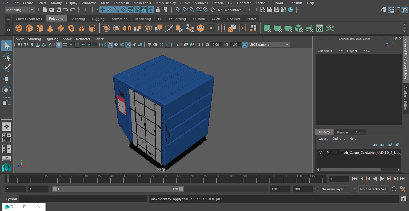 3D Air Cargo Container ULD LD 2 Blue model