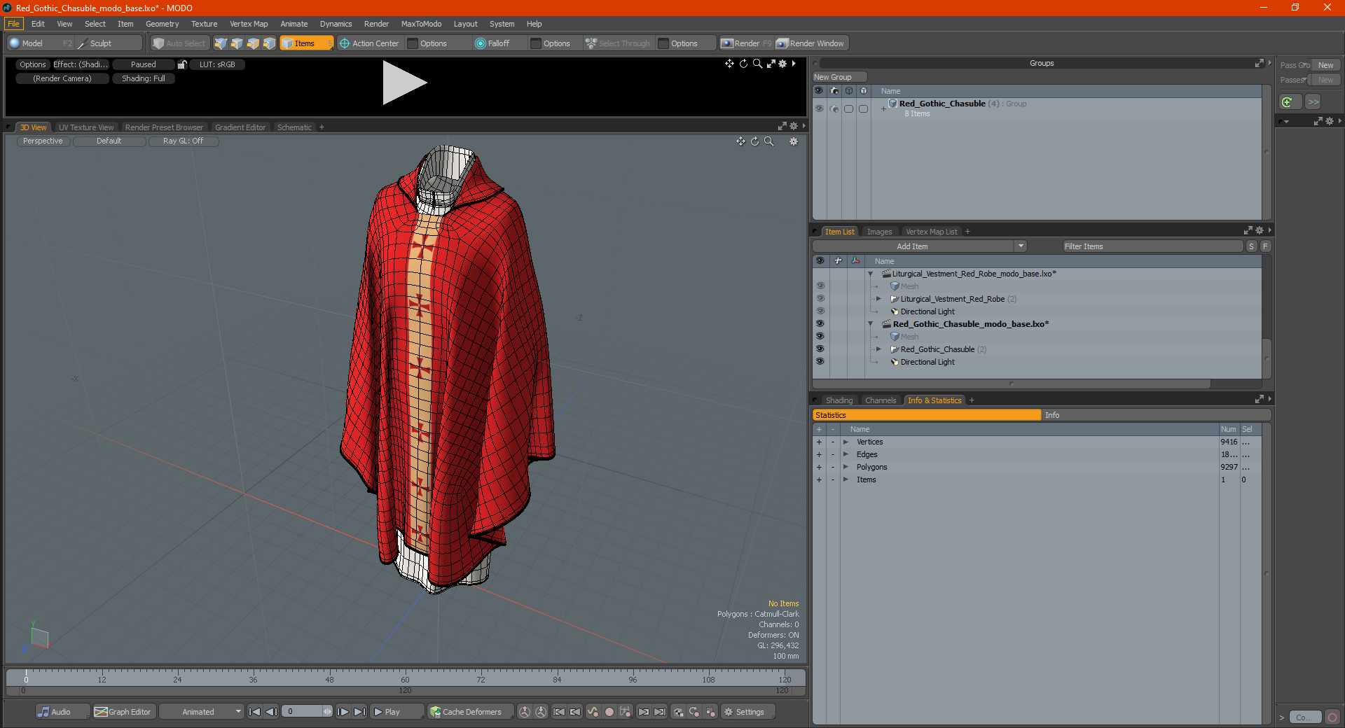 Red Gothic Chasuble 3D model