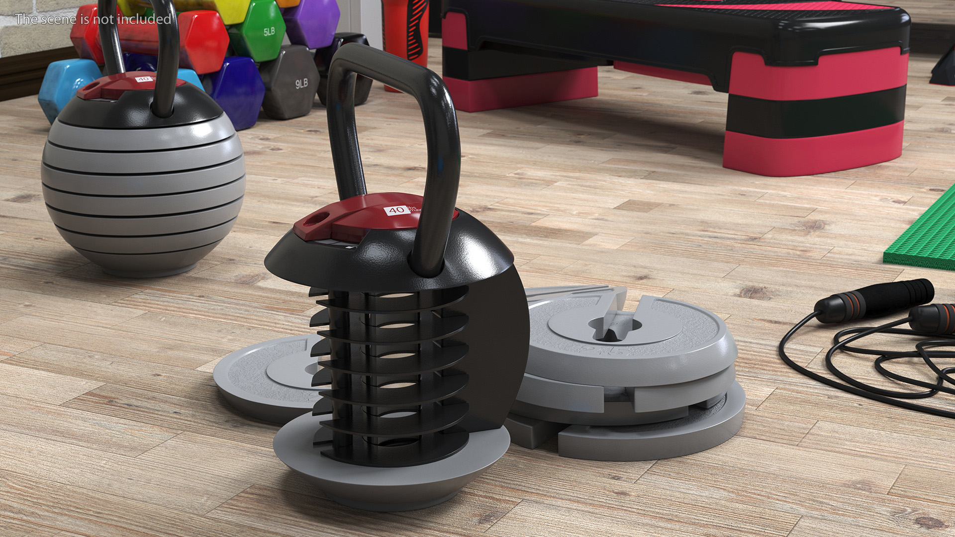 3D Kettlebell with Disks Gray