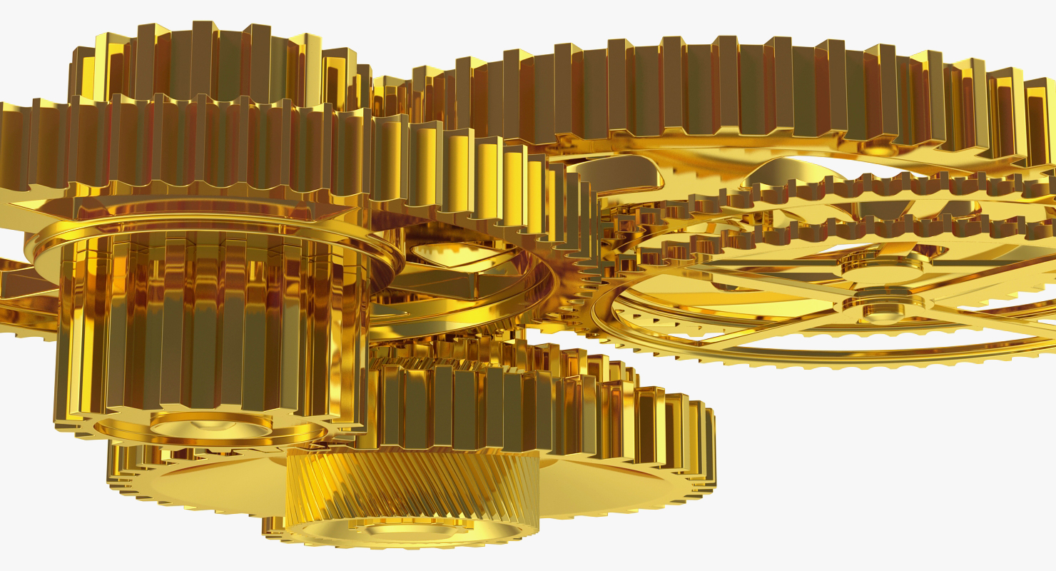 3D Abstract Gold Gear Mechanism model