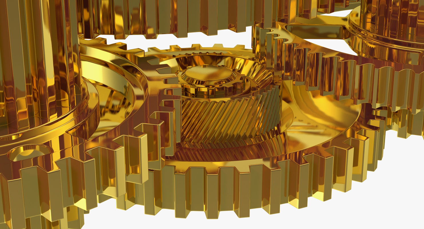 3D Abstract Gold Gear Mechanism model