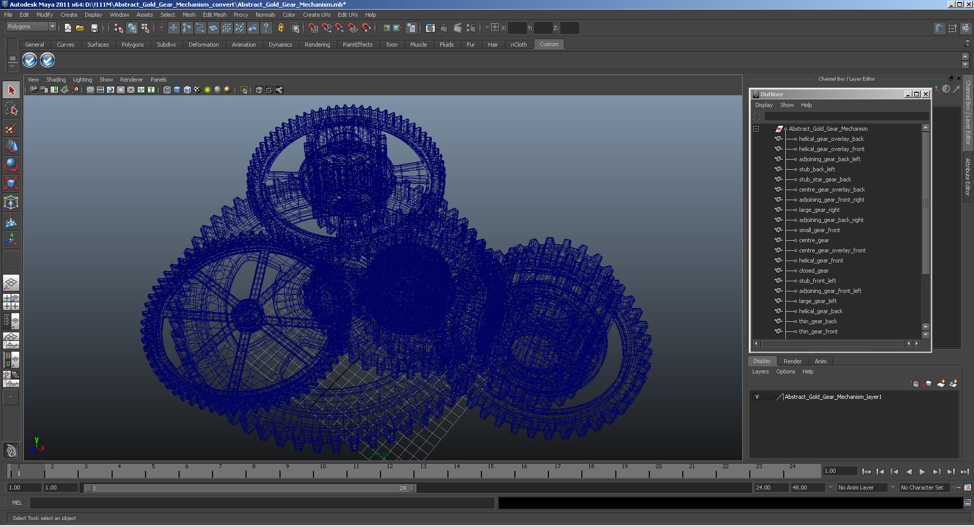 3D Abstract Gold Gear Mechanism model