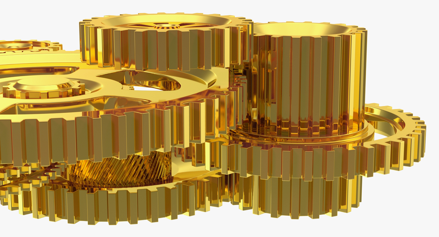 3D Abstract Gold Gear Mechanism model