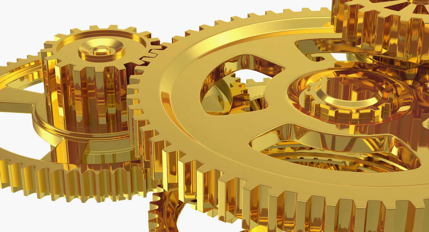 3D Abstract Gold Gear Mechanism model