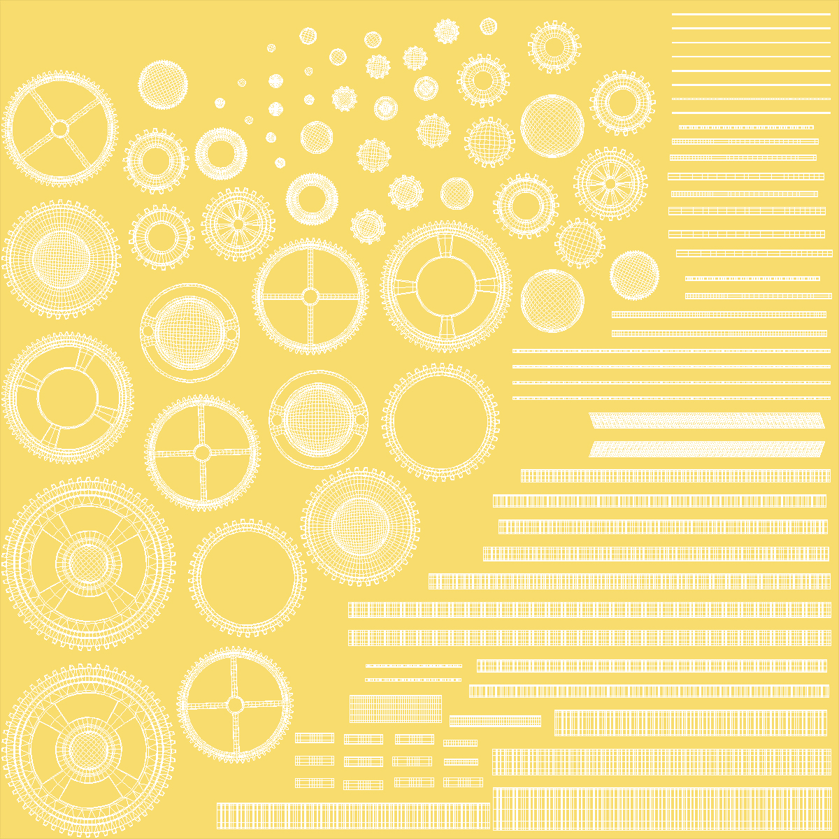 3D Abstract Gold Gear Mechanism model