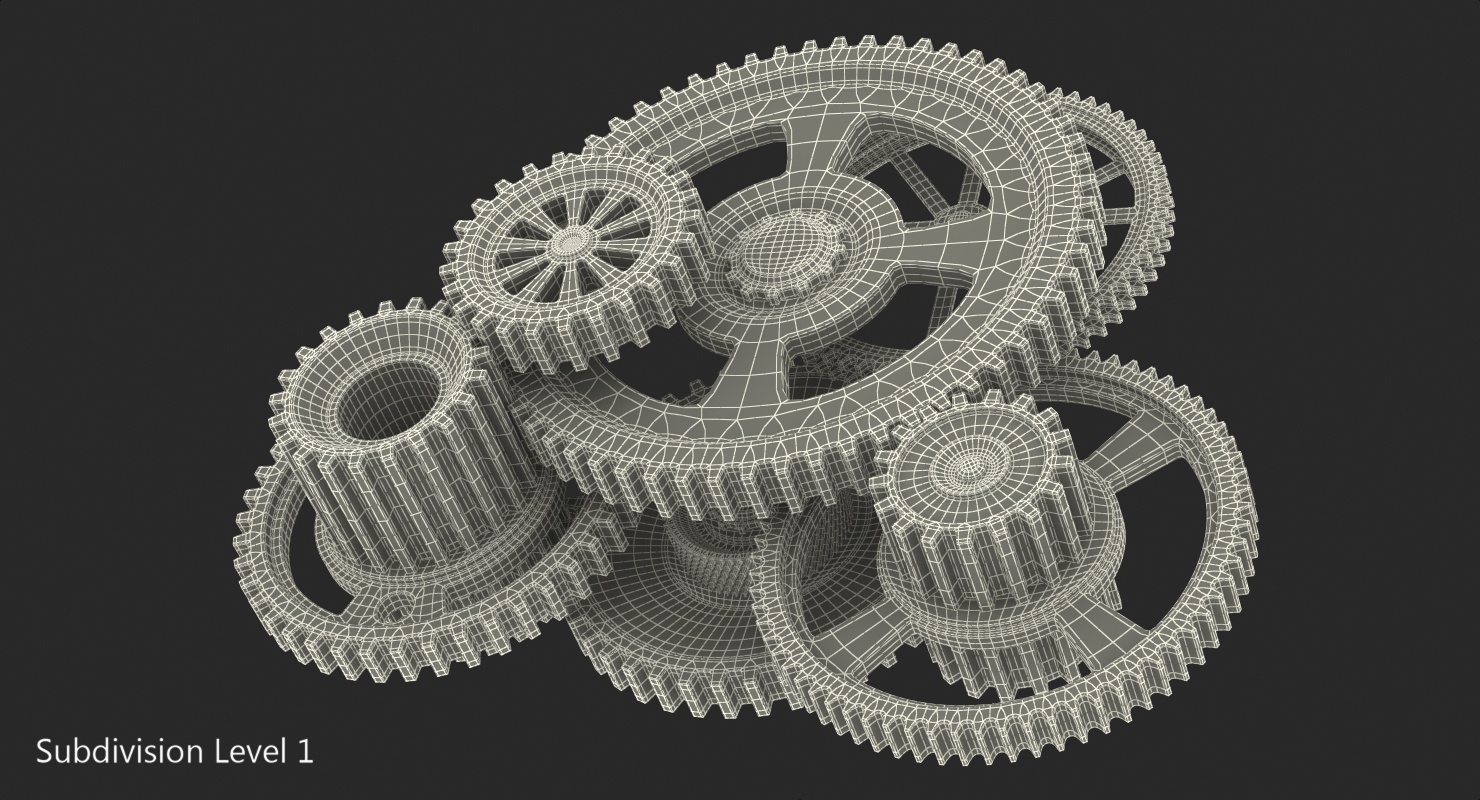 3D Abstract Gold Gear Mechanism model