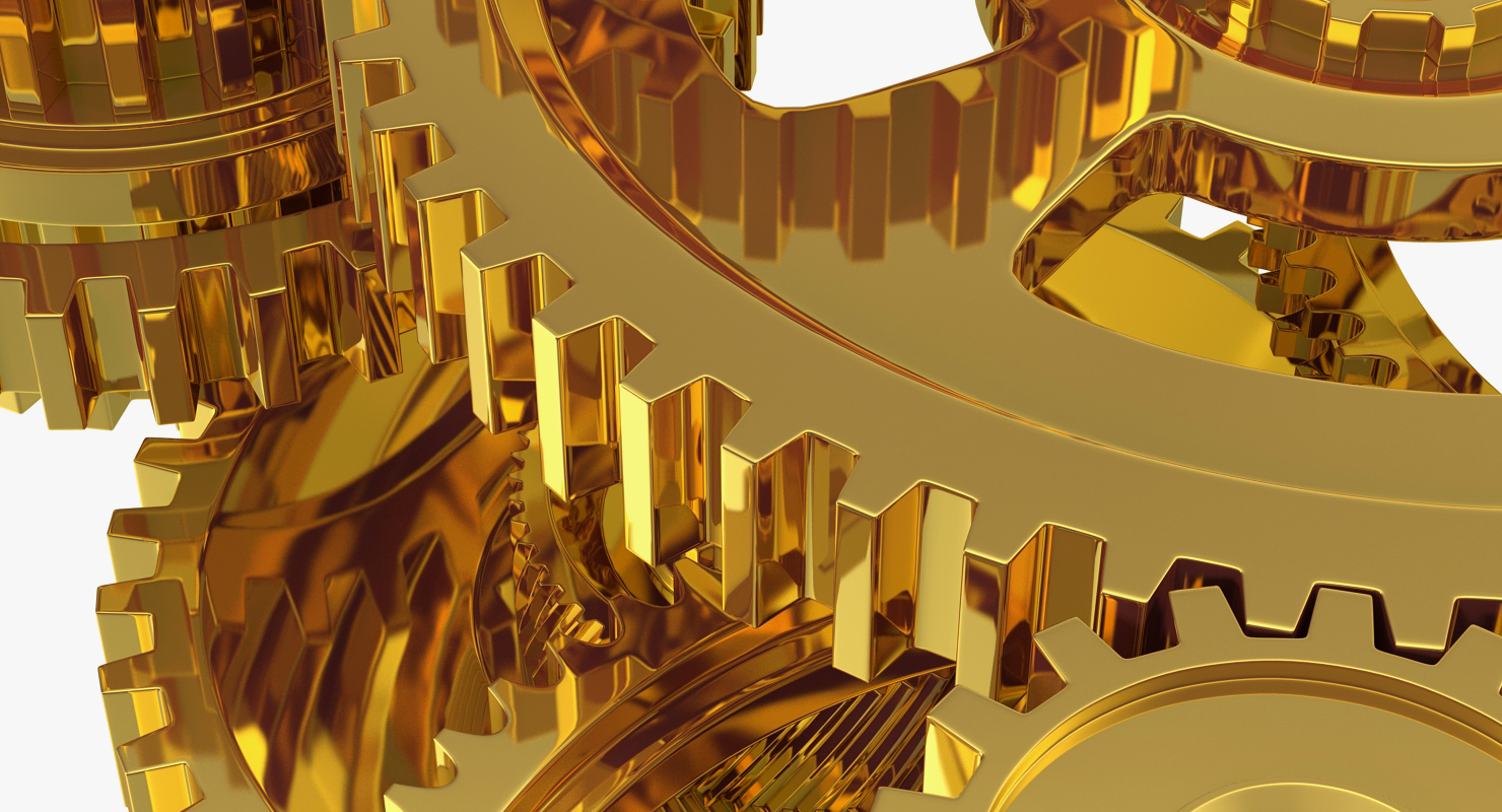 3D Abstract Gold Gear Mechanism model