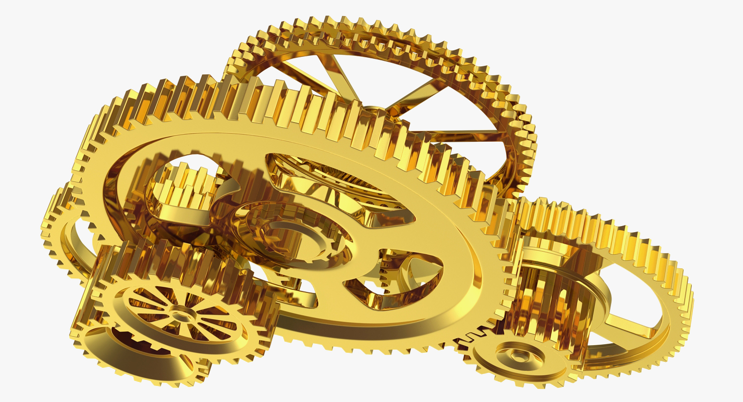 3D Abstract Gold Gear Mechanism model