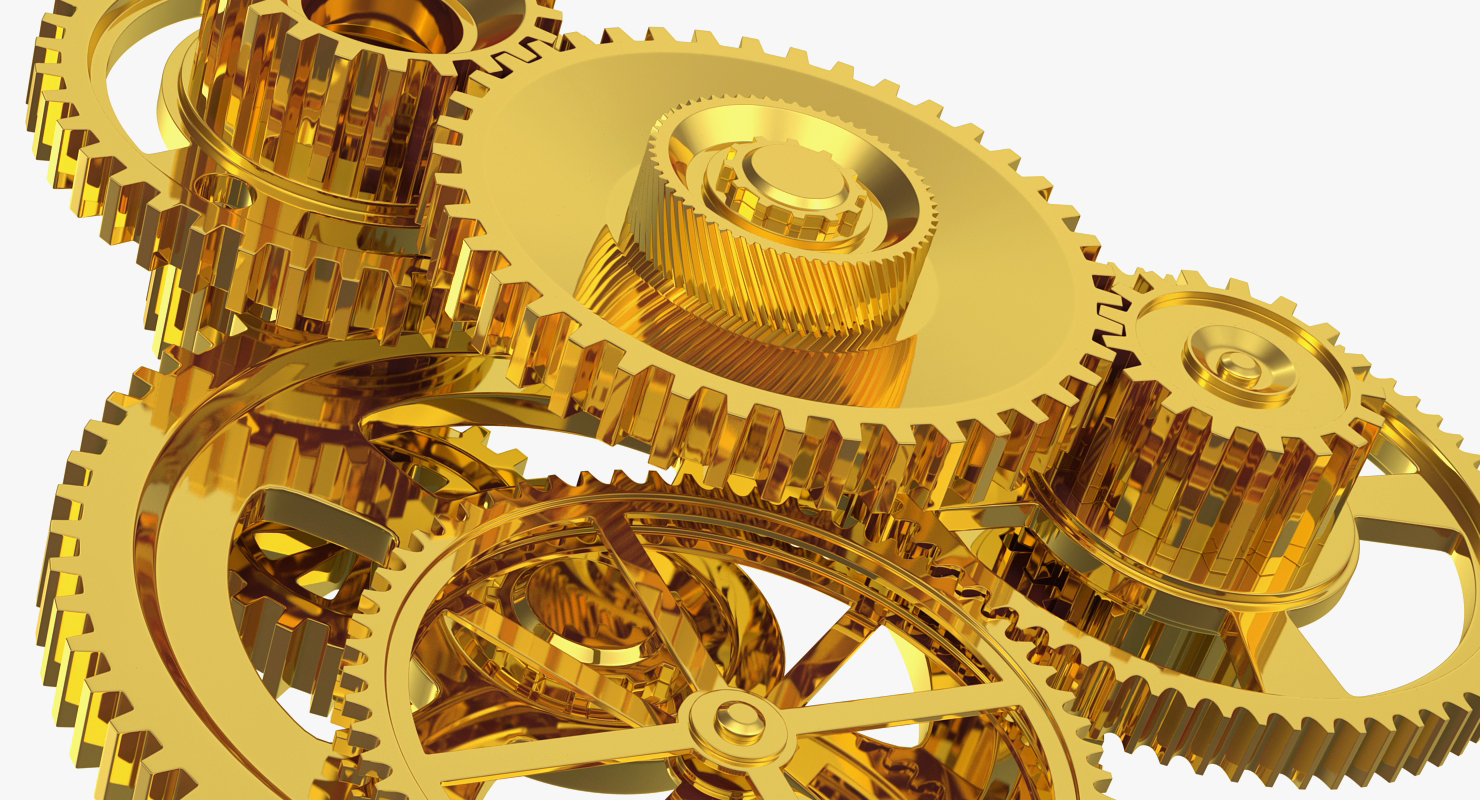 3D Abstract Gold Gear Mechanism model