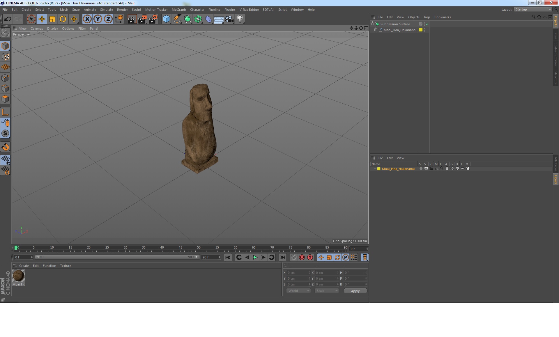 3D Moai Hoa Hakananai model