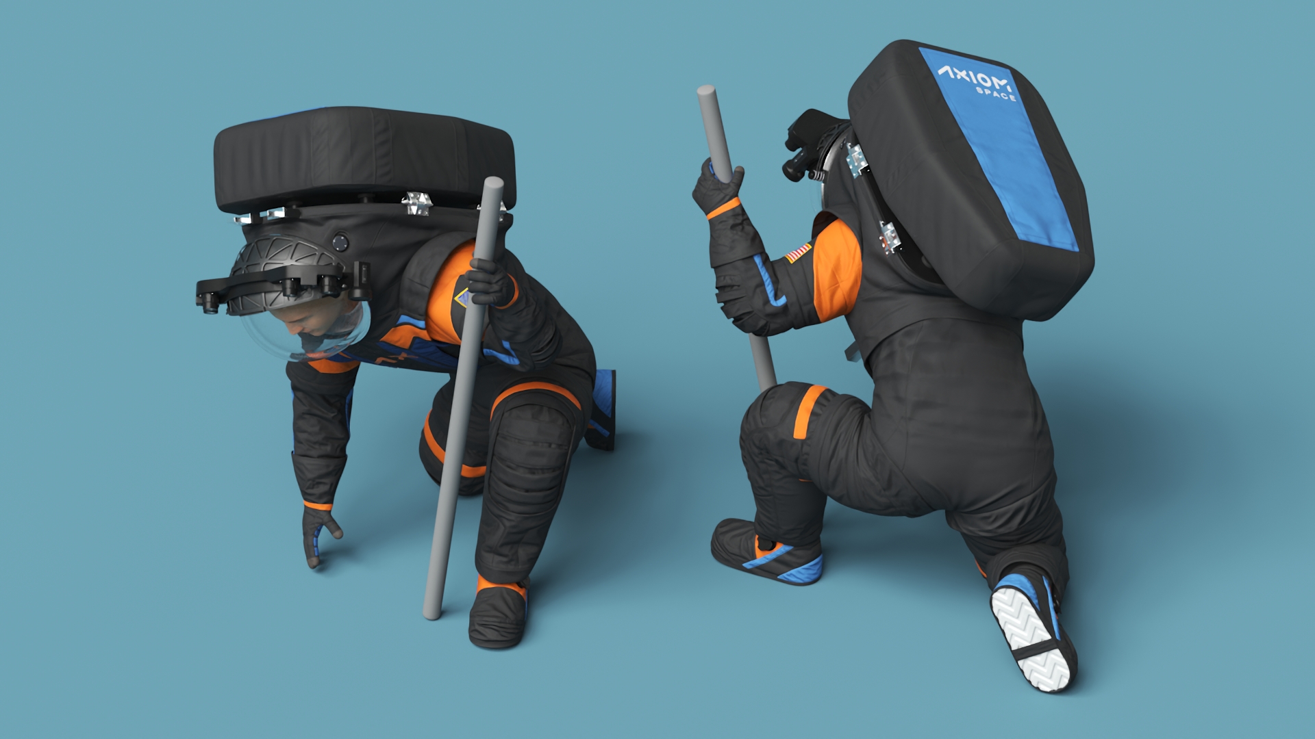 3D Next Gen NASA Axiom Spacesuit on Astronaut Crawling Pose