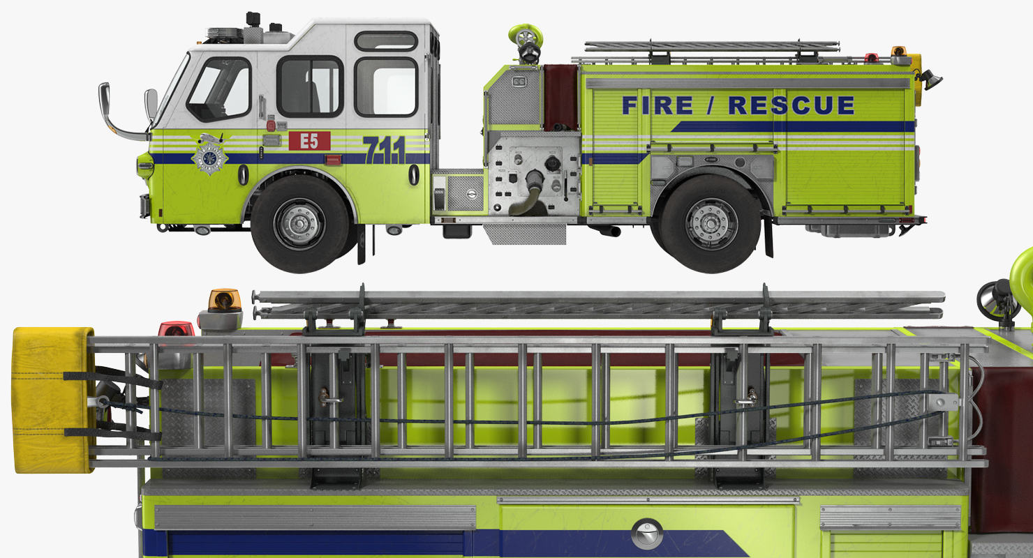 3D Fire Department E One Quest Pumper Rigged