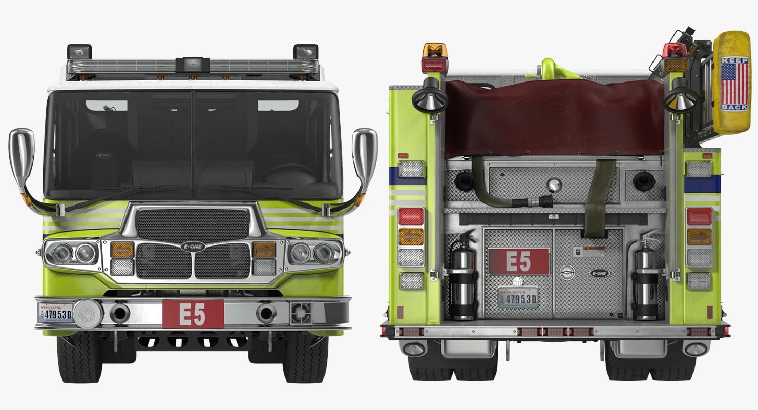 3D Fire Department E One Quest Pumper Rigged